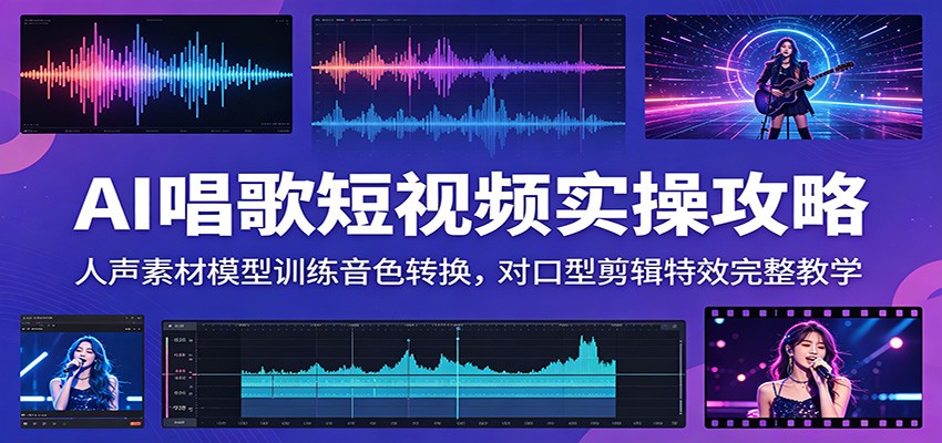 AI唱歌短视频实操攻略:人声素材模型训练音色转换,对口型剪辑特效完整教学-聚力云网创