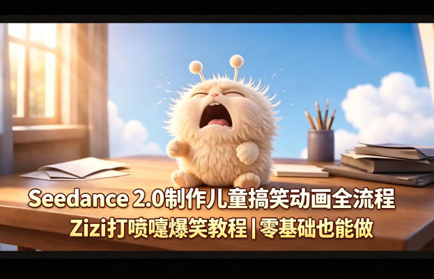 Seedance 2.0制作儿童搞笑动画全流程Zizi打喷嚏爆笑教程|零基础也能做-聚力云网创