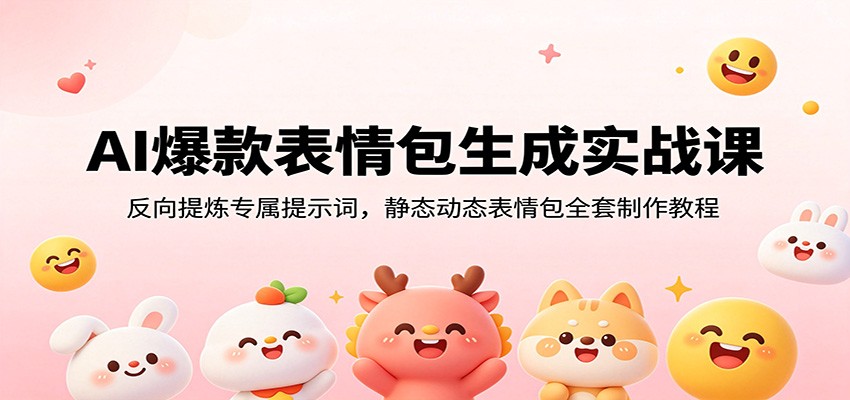 AI爆款表情包生成实战课：反向提炼专属提示词，静态动态表情包全套制作教程-聚力云网创