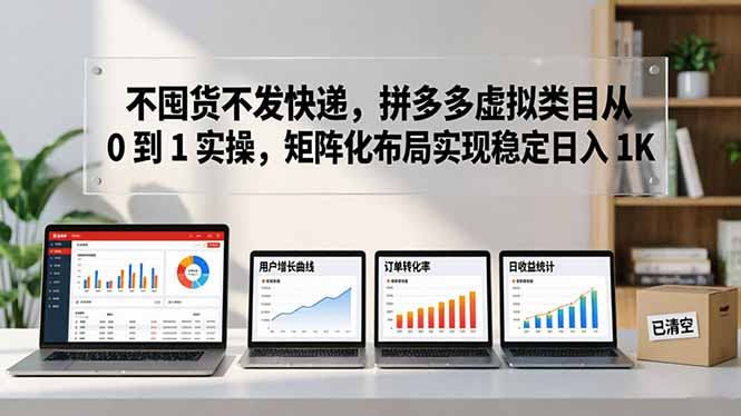 不囤货不发快递，拼多多虚拟类目从 0 到 1 实操，矩阵化布局实现稳定日入 1K-聚力云网创