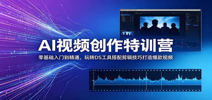 AI视频创作特训营：零基础入门到精通，玩转DS工具搭配剪辑技巧打造爆款视频-聚力云网创