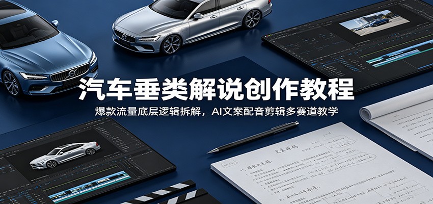 汽车垂类解说创作教程:爆款流量底层逻辑拆解,AI文案配音剪辑多赛道教学-聚力云网创