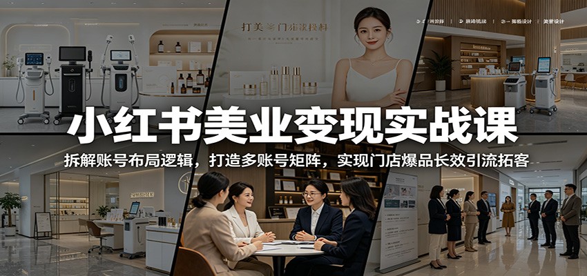 小红书美业变现实战课:拆解账号布局逻辑,打造多账号矩阵,实现门店爆品长效引流拓客-聚力云网创