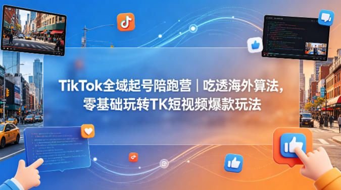 TikTok全域起号陪跑营｜吃透海外算法，零基础玩转TK短视频爆款玩法-聚力云网创
