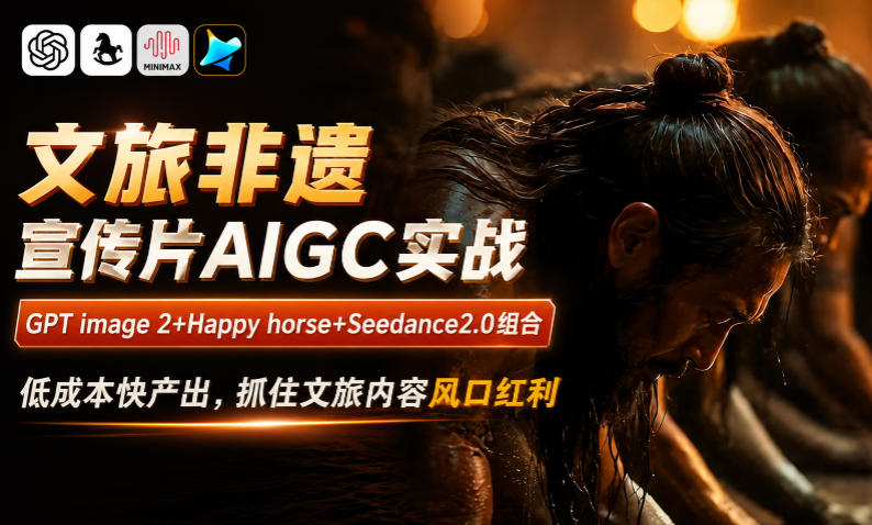 文旅非遗宣传片AIGC实战，GPT image 2+Happy horse+Seedance2.0组合，低成本快产出，抓住文旅内容风口红利-聚力云网创