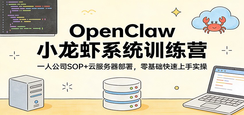 OpenClaw小龙虾系统训练营：一人公司SOP，云服务器部署，零基础快速上手实操-聚力云网创