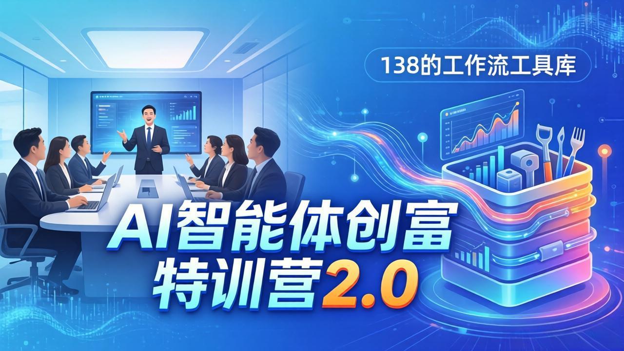 AI智能体创富训练营2.0：3天闭门直播+视频课+工具库，从0到1搭建智能体附138个工作流-聚力云网创