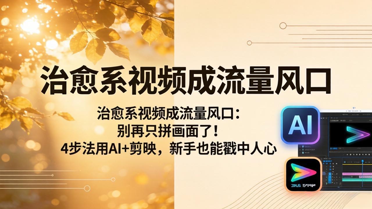 治愈系视频成流量风口：别再只拼画面了！4步法用AI+剪映，新手也能戳中人心-聚力云网创