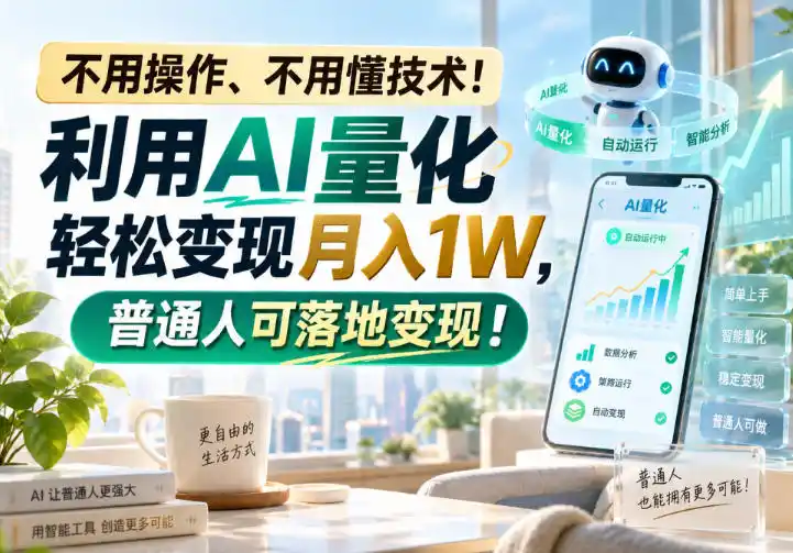 不用操作、不用懂技术!利用AI量化轻松变现月入1W,普通人可落地变现!【揭秘】-聚力云网创