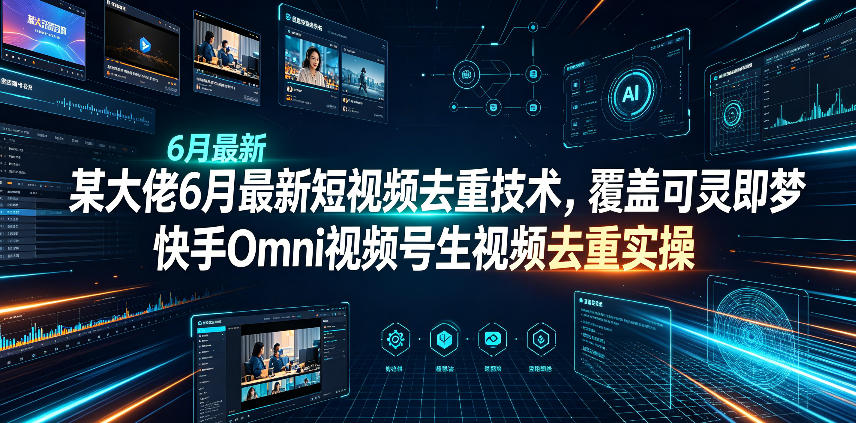 某大佬6月最新短视频去重技术，覆盖可灵即梦快手Omni视频号生视频去重实操-聚力云网创