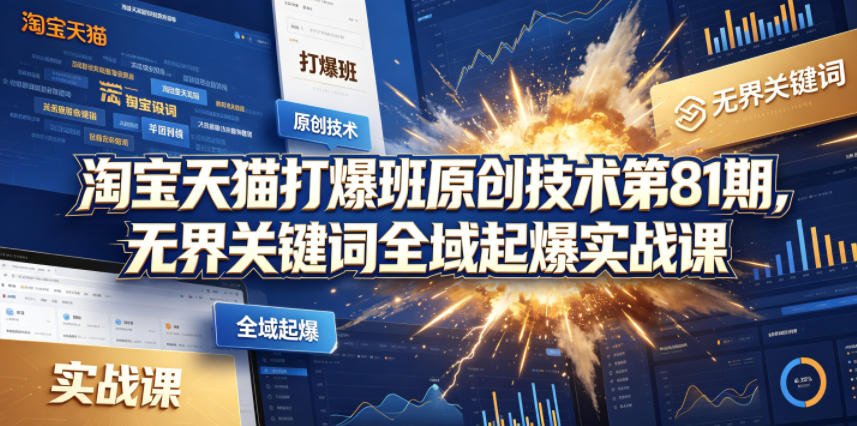 淘宝天猫打爆班原创技术第81期,无界关键词全域起爆实战课-聚力云网创