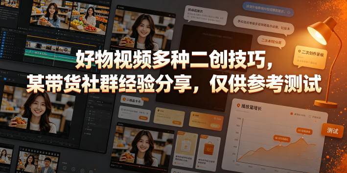好物视频多种二创技巧，某带货社群经验分享，仅供参考测试-聚力云网创