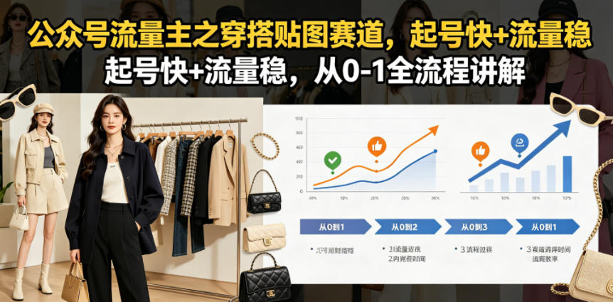 公众号流量主之穿搭贴图赛道,起号快+流量稳,从0-1全流程讲解-聚力云网创