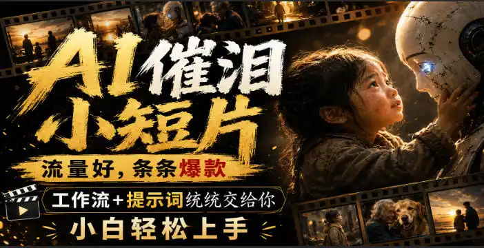 AI催泪小短片，流量好，条条爆款，工作流+提示词统统交给你，小白轻松上手-聚力云网创