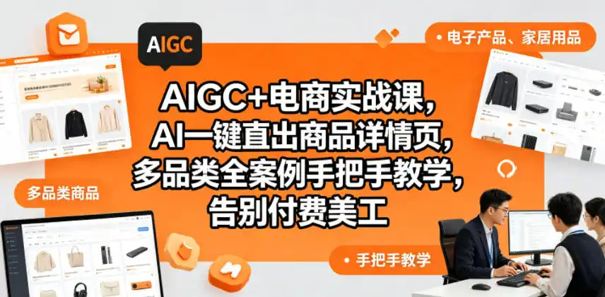 AIGC+电商实战课，AI一键直出商品详情页，多品类全案例手把手教学，告别付费美工(更新0820)-聚力云网创
