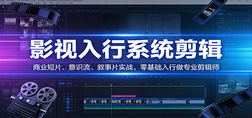 影视系统剪辑，商业短片、意识流、叙事片实战，零基础入行做专业剪辑师-聚力云网创