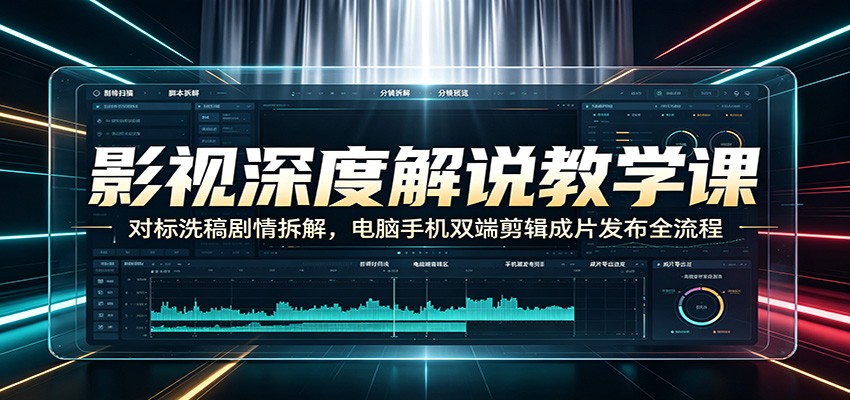 影视深度解说教学课：对标洗稿剧情拆解，电脑手机双端剪辑成片发布全流程-聚力云网创