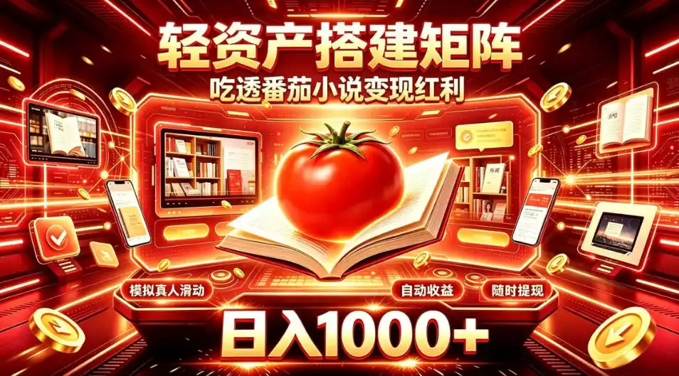 轻资产搭建矩阵，吃透番茄小说变现红利，日入1000+，支持无限矩阵放大【揭秘】-聚力云网创