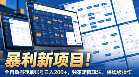 暴利新项目！全自动搬砖单账号日入200+，独家矩阵玩法，保姆级操作【揭秘】-聚力云网创