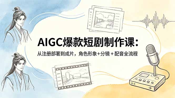 AIGC爆款短剧制作课：从注册部署到成片，角色形象+分镜+配音全流程-聚力云网创