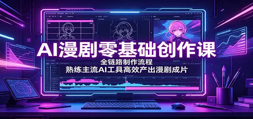 AI漫剧零基础创作课：全链路制作流程，熟练主流AI工具高效产出漫剧成片-聚力云网创