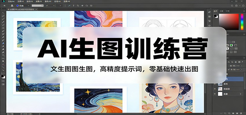 AI生图训练营：文生图图生图，高精度提示词，零基础快速出图-聚力云网创