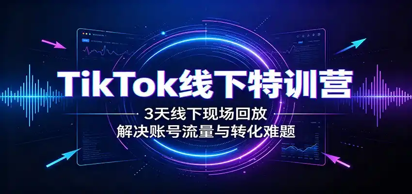 TikTok线下特训营：3天线下现场回放，解决账号流量与转化难题-聚力云网创