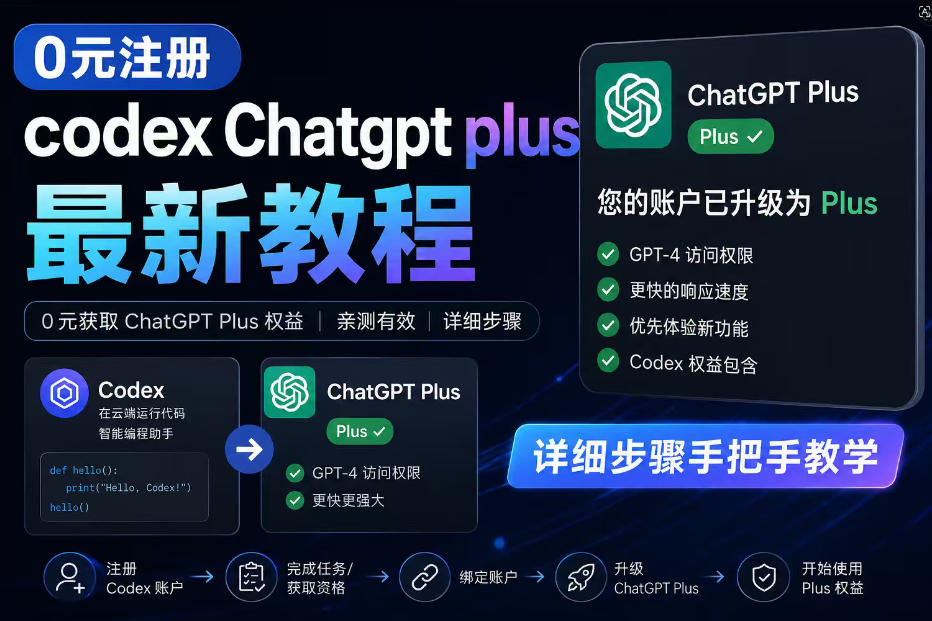 0元全自动注册codex gpt plus最新教程，0元获取GPT Plus权益，手把手详细教学-聚力云网创