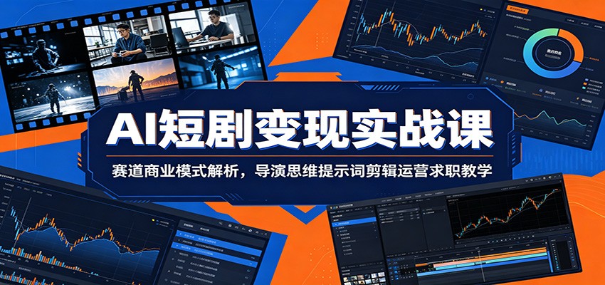 AI短剧变现实战课：赛道商业模式解析，导演思维提示词剪辑运营求职教学-聚力云网创