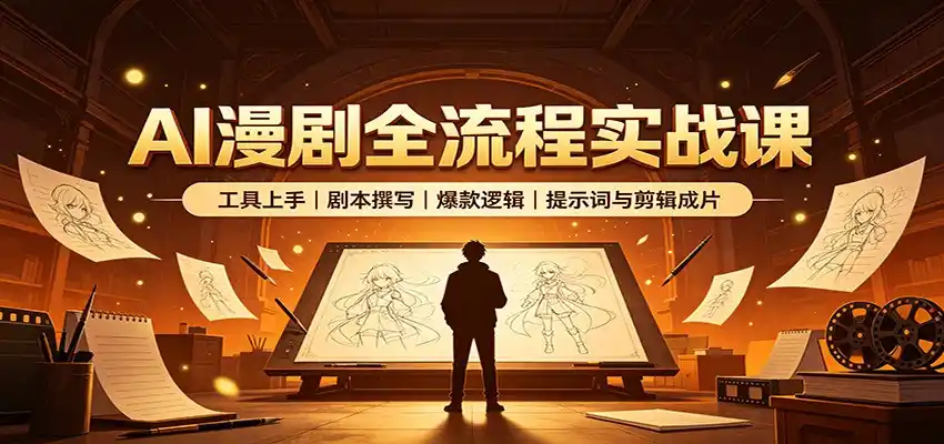 AI漫剧全流程实战课:工具上手、剧本撰写、爆款逻辑、提示词与剪辑成片-聚力云网创