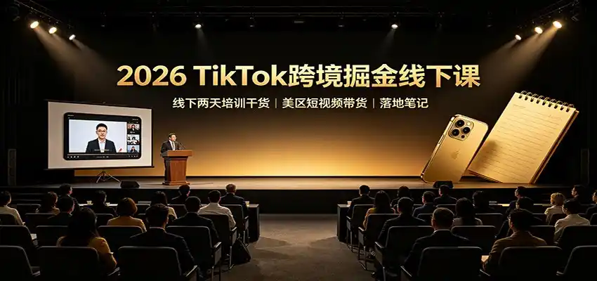 2026 TikTok跨境掘金线下课:线下两天培训干货,美区短视频带货落地笔记-聚力云网创