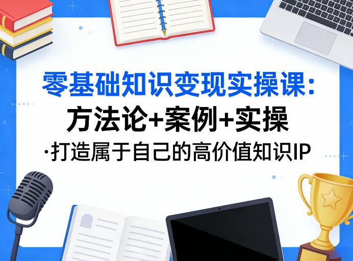 零基础知识变现实操课，方法论+案例+实操，打造属于自己的高价值知识IP-聚力云网创