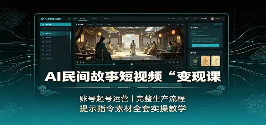 AI民间故事短视频变现课:账号起号运营,完整生产流程,提示指令素材全套实操教学-聚力云网创