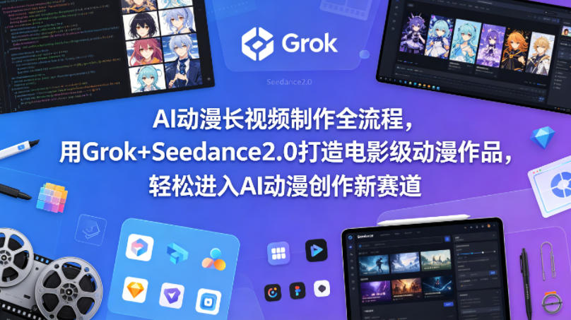 AI动漫长视频制作全流程，用Grok+Seedance2.0打造电影级动漫作品，轻松进入AI动漫创作新赛道-聚力云网创