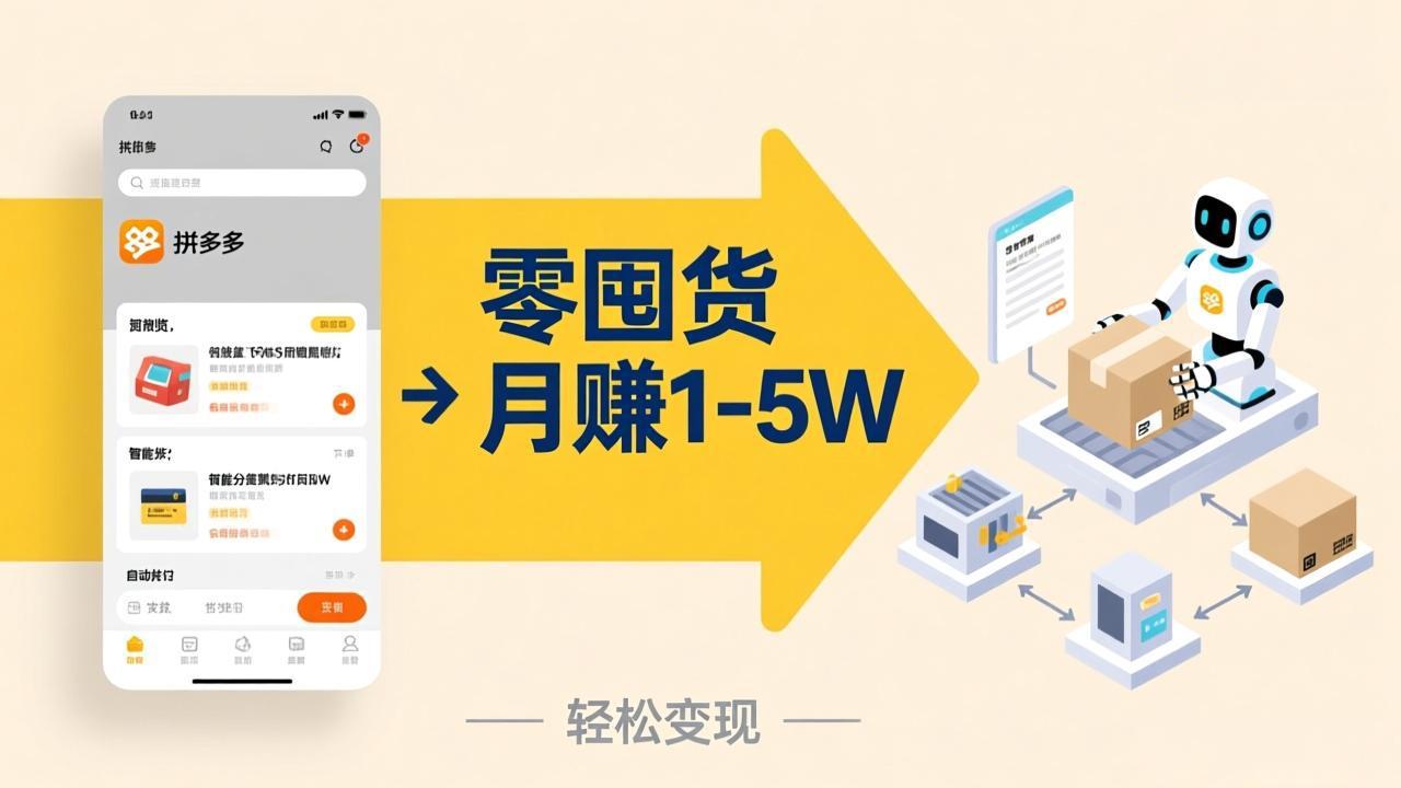 不用囤货不用跑单！拼多多虚拟玩法，机器人管理发货和客服，帮你月赚 1-5W-聚力云网创