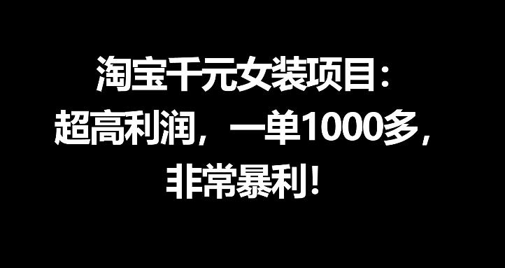 淘宝千元女装项目:超高利润,一单1000多,非常暴利-聚力云网创