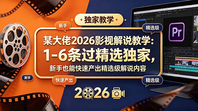 某大佬2026影视解说教学:1-6条过精选独家,新手也能快速产出精选级解说内容-聚力云网创
