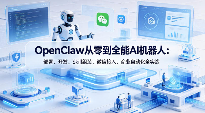 OpenClaw从零到全能AI机器人：部署、开发、Skill组装、微信接入、商业自动化全实战-聚力云网创