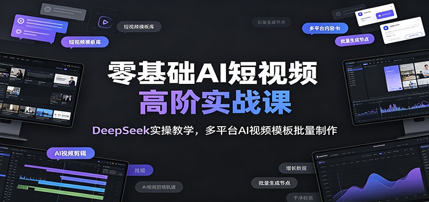 零基础AI短视频高阶实战课：DeepSeek实操教学，多平台AI视频模板批量制作-聚力云网创