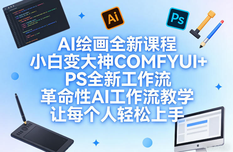AI绘画全新课程，小白变大神COMFYUI+PS全新工作流，革命性AI工作流教学，让每个人轻松上手-聚力云网创
