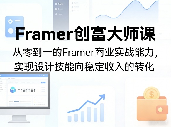 Framer创富大师课，从零到一的Framer商业实战能力，实现设计技能向稳定收入的转化-聚力云网创