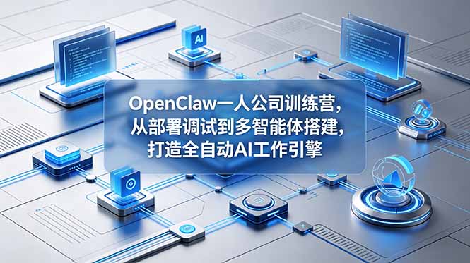 OpenClaw 一人公司训练营,从部署调试到多智能体搭建,打造全自动 AI 工作引擎-聚力云网创