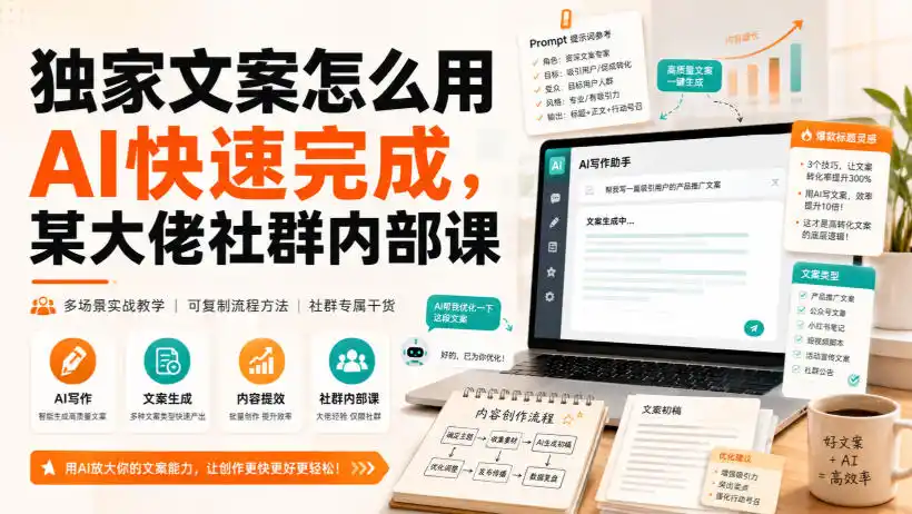 独家文案怎么用AI快速完成,某大佬社群内部课-聚力云网创
