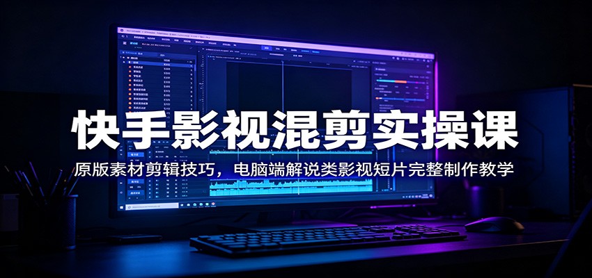快手影视混剪实操课：原版素材剪辑技巧，电脑端解说类影视短片完整制作教学-聚力云网创