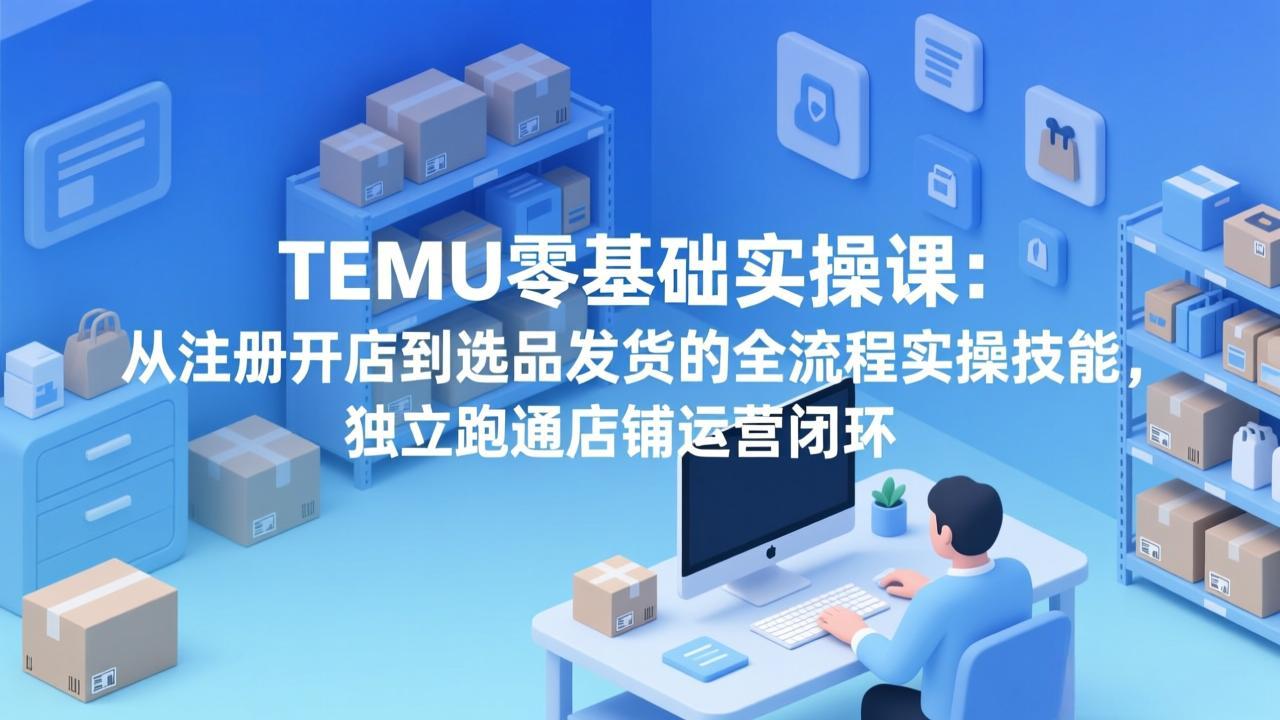 TEMU零基础实操课:从注册开店到选品发货的全流程实操技能,独立跑通店铺运营闭环-聚力云网创