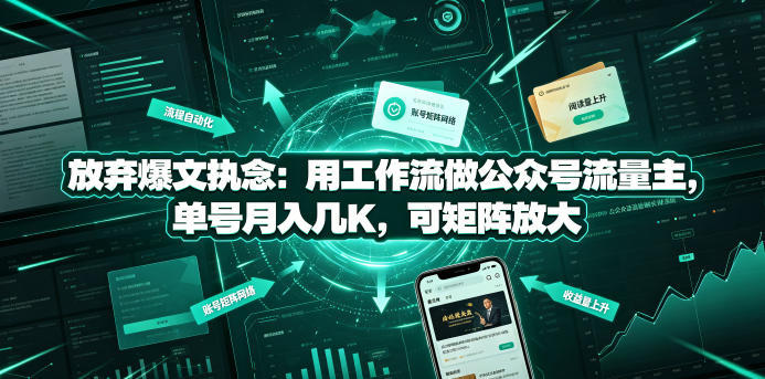 放弃爆文执念：用工作流做公众号流量主，单号月入几K，可矩阵放大-聚力云网创
