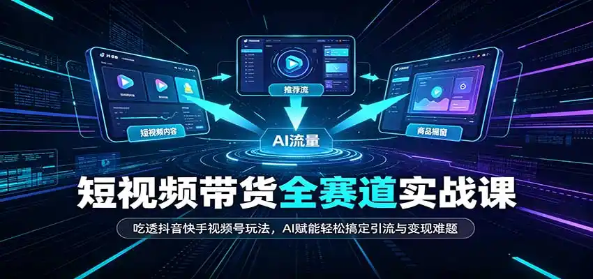 短视频带货全赛道：吃透抖音快手视频号玩法，AI赋能轻松搞定引流与变现难题-聚力云网创