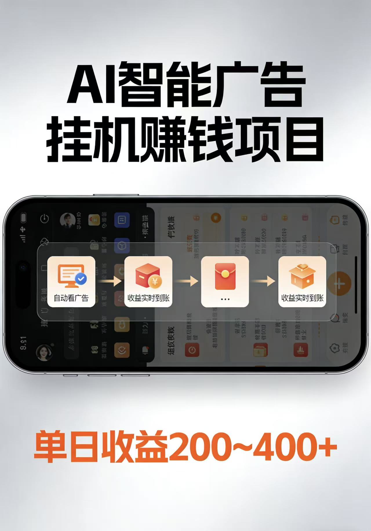 AI智能挂机看广告，每日稳定收益200-400+-聚力云网创
