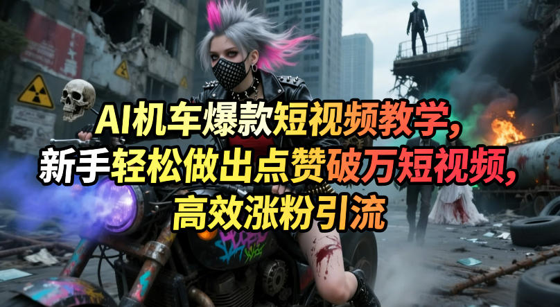 AI机车爆款短视频教学,新手轻松做出点赞破万短视频,高效涨粉引流-聚力云网创