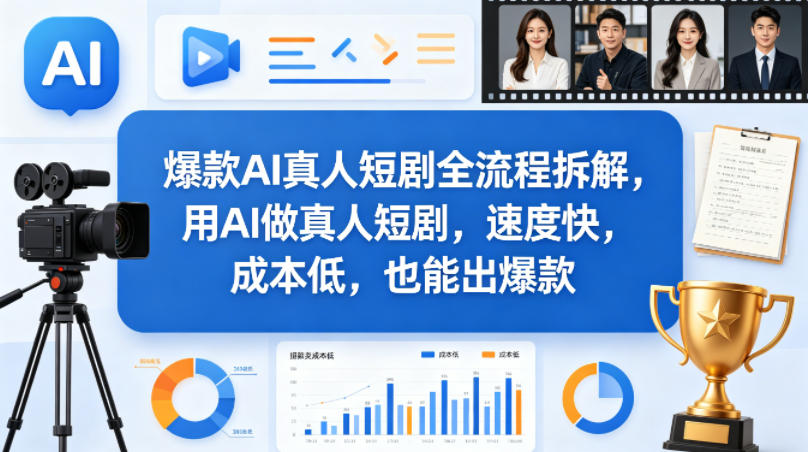 爆款AI真人短剧全流程拆解，用AI做真人短剧，速度快，成本低，也能出爆款-聚力云网创